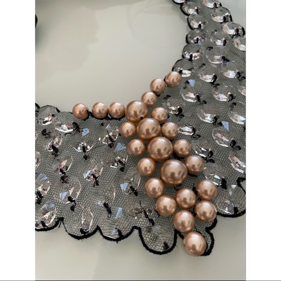 Ranjana Khan Swarovski Crystal and Simulated Pearl Bib Necklace - Picture 3 of 5